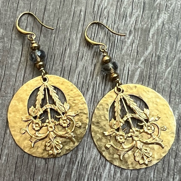 Handmade gemstone nouveau earrings. - Picture 7 of 9